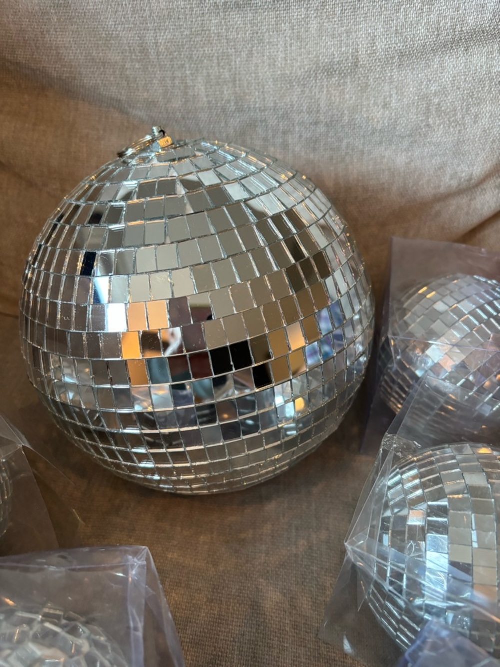 Silver Mirror Disco Balls Ornaments (9) - Party Decorations